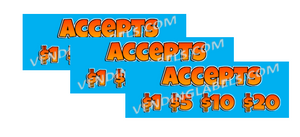 ACCEPTS Blue Stickers for Vending Candy Labels Crane Machines