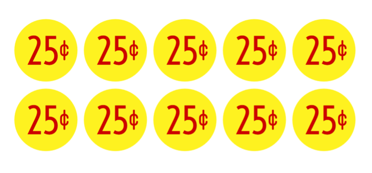 PRICE Stickers for Vending Candy Labels Machines