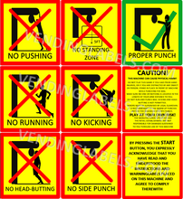 Load image into Gallery viewer, Boxing Boxer Arcade Warning Instuction Label Sticker Candy Vending Game full 3.25" Square
