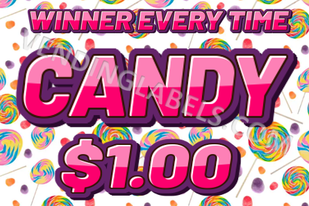 Candy Winner Sign CRANE Sticker Label for Claw Candy Vending Machines WINNER EVERY TIME ...