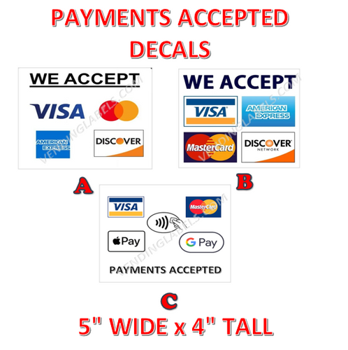 Credit Card Logo Accepted Stickers for Vending Labels Crane Claw Machines