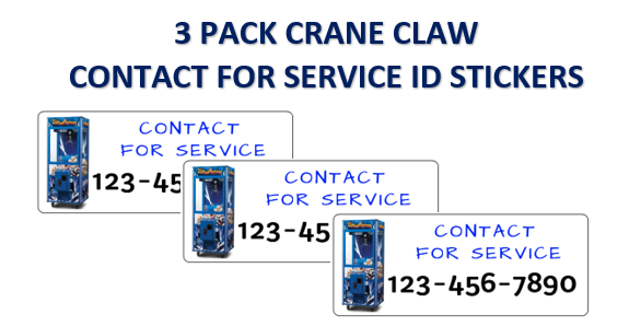 Machine Machine Id Stickers 3 Pack Crane Claw CONTACT SERVICE Stickers for Vending Labels Machines