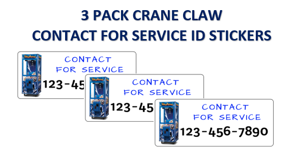 Crane Claw CONTACT SERVICE Stickers for Vending Labels Machines