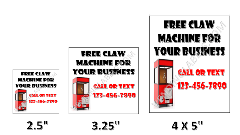 Vending Machine Label Sticker FREE CLAW MACHINE BUSINESS Label Sticker Candy Vending crane CUSTOM ...