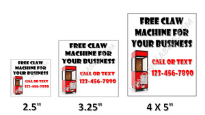 FREE CLAW MACHINE BUSINESS Label Sticker Candy Vending crane