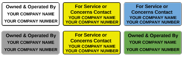 CONTACT / OWNED BY SERVICE ID Stickers for Vending Candy Labels Machines 