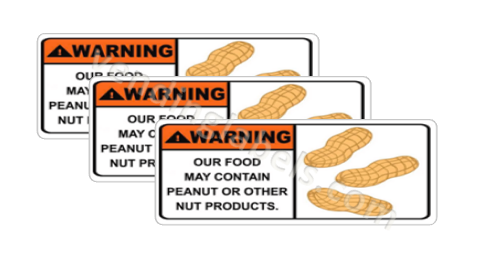 PEANUT WARNING Stickers for Vending Candy Labels Machines