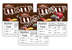M&M Plain 2.5" x 2.5" Candy Vending Labels Sticker NUTRITION