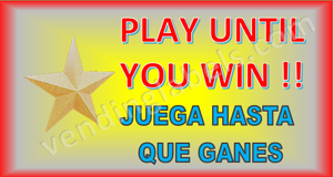 PLAY UNTIL WIN Sticker WINNER EVERY TIME Vending Candy Labels Machines spanish