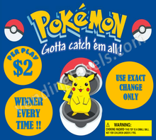 Load image into Gallery viewer, POKEMON BALL Toy Candy Vending Machine Label LAMINATED DISPLAY CARD or Sticker
