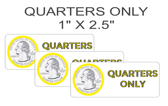 QUARTERS ONLY Stickers for Vending Candy Labels Machines