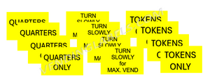 Quarter Pull Sticker Machine 4 PACK QUARTERS, TOKENS, TURN SLOWLY ONLY Stickers for Vending Candy L ...