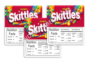 Skittles 2.5" x 2.5" Candy Vending Labels Sticker NUTRITION