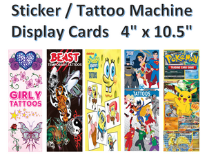 Sticker Flat Tattoo Vending Machine Label LAMINATED DISPLAY CARD