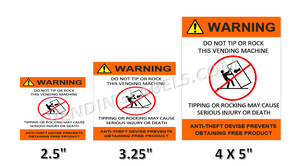 Warning Tip Tilt or Rock Stickers for Vending Candy Labels Crane Claw Machines full