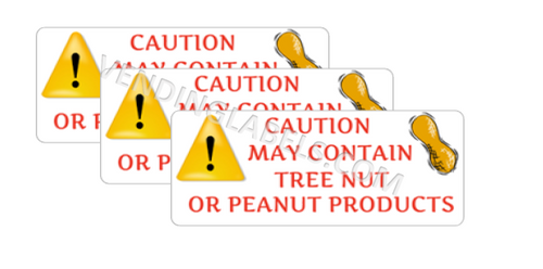PEANUT TREE NUT WARNING Stickers for Vending Candy Labels Machines