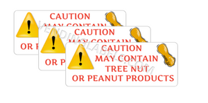 PEANUT TREE NUT WARNING Stickers for Vending Candy Labels Machines