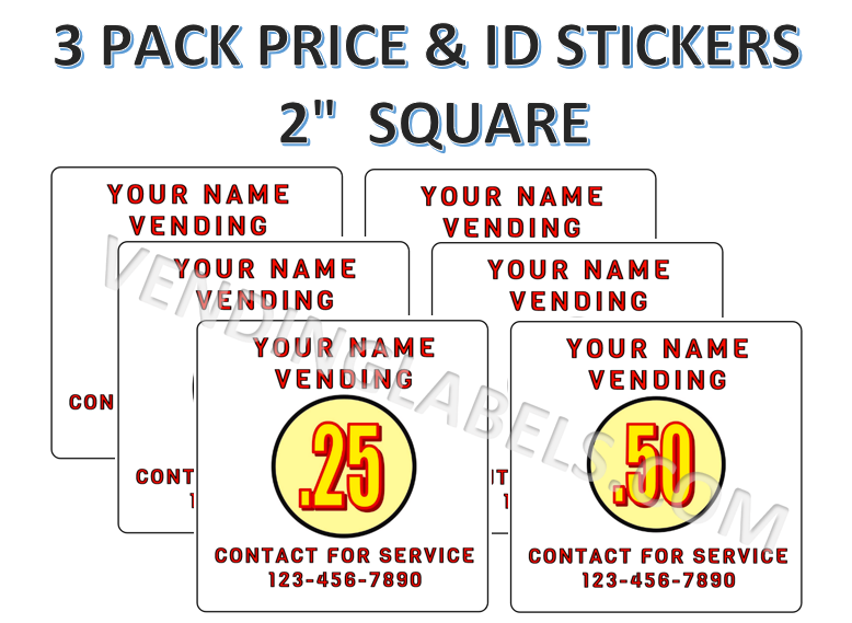 3 Pack CONTACT ID PRICE Sticker Service Your Name & Number 2
