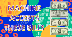CRANE ACCEPTS Bills Sticker Label for CLAW Vending Candy Labels Machines 
