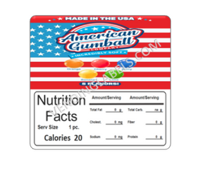 American Gumballs Vending Label Decal Sticker NUTRITION size