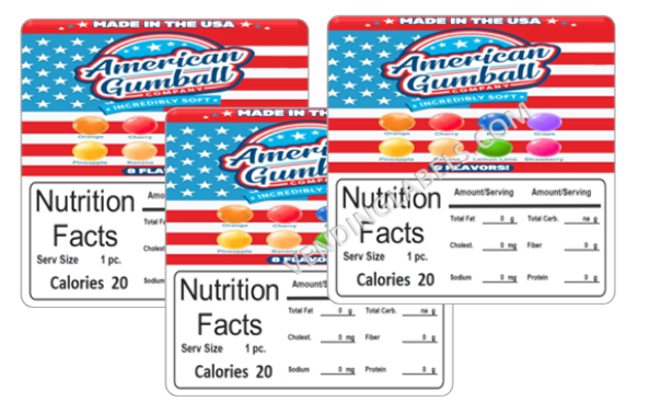 American Gumball Display Card Laminated for Candy Machine size GB