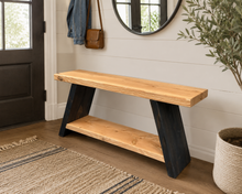 Load image into Gallery viewer, Locally Handmade Wood Bench for garden porch livingroom entry way
