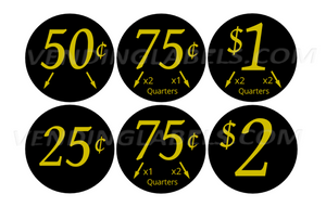 Black Gold Price Stickers VENDING MACHINE CANDY TOY STICKERS LABEL 2" round