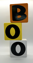 Load image into Gallery viewer, Set of 3 BOO Wooden Handmade Holiday Wood Block Halloween
