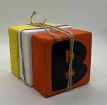 Load image into Gallery viewer, Set of 3 BOO Wooden Handmade Holiday Wood Block Halloween
