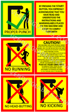 Load image into Gallery viewer, Boxing Boxer Arcade Warning Instuction Label Sticker Candy Vending Game full 3.25" Square
