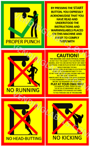 Boxing Boxer Arcade Warning Instuction Label Sticker Candy Vending Gam ...