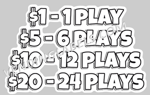 CRANE CLAW Bonus Multi Play Price Sticker Label Die Cut pick your size