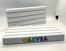 Load image into Gallery viewer, Card Holder Playing deck uno fish four suits Handmade wooden custom name heavy duty
