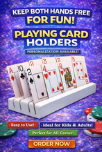 Load image into Gallery viewer, Card Holder Playing deck uno fish four suits Handmade wooden custom name heavy duty

