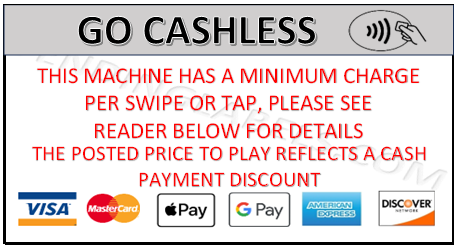 Credit Card Go Cashless Sticker Decal Vending Claw Crane Machine