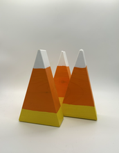 Load image into Gallery viewer, Set of 3 Wooden Handmade Candy Corn Holiday Wood Block Halloween

