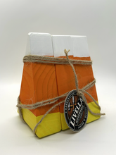 Load image into Gallery viewer, Set of 3 Wooden Handmade Candy Corn Holiday Wood Block Halloween

