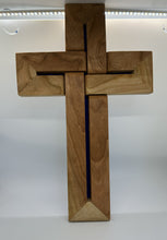 Load image into Gallery viewer, Handmade Wooden Infinity Woven Cross easter Cherry Walnut Maple Oak Pine Large 14" Tall
