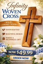 Load image into Gallery viewer, Handmade Wooden Infinity Woven Cross easter Cherry Walnut Maple Oak Pine Large 14" Tall
