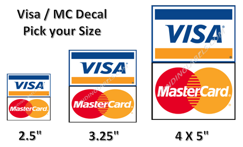 Credit Card Logo Accepted Stickers  Crane Claw Machines Soda Snack Visa MC