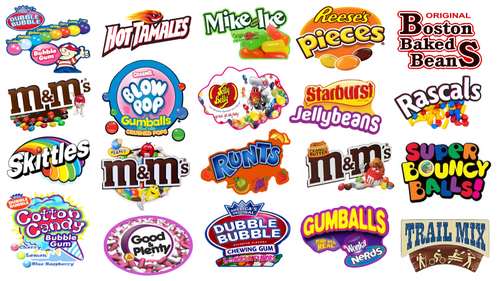 DIE CUT Candy Logo Vending Label Sticker Decals