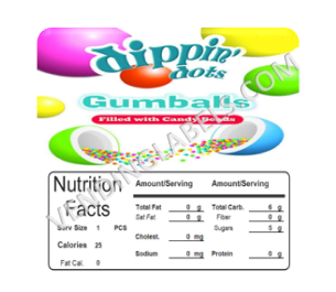 Dippin Dots Gumballs Vending Label NUTRITION