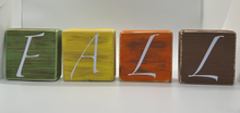 Load image into Gallery viewer, Set of 4 Leaf Fall Wooden Handmade Holiday Wood Block Halloween fall decor

