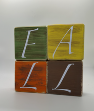 Load image into Gallery viewer, Set of 4 Leaf Fall Wooden Handmade Holiday Wood Block Halloween fall decor
