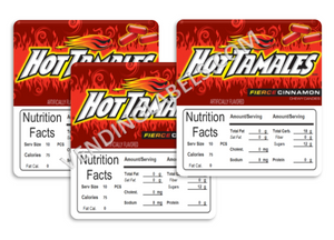3 PACK Hot tamales 2.5" x 2.5" Candy Vending Labels Sticker NUTRITION