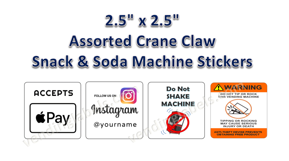 CRANE / CLAW Soda Snack Sticker Label for Vending Candy Crane Machines 