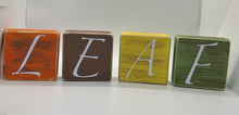 Load image into Gallery viewer, Set of 4 Leaf Fall Wooden Handmade Holiday Wood Block Halloween fall decor
