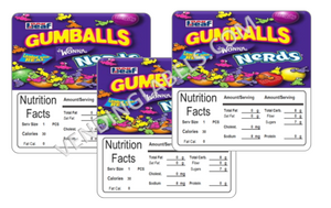 3 PACK NERD GUMBALL NEW 2.5" x 2.5" Candy Vending Labels Sticker NUTRITION - Vending Labels