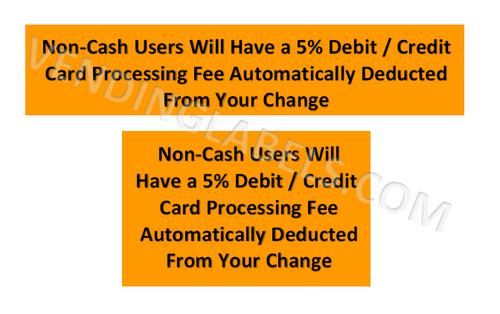 Non User Card Fee CRANE CLAW SODA SNACK ATM Sticker Label for Vending Machines decal
