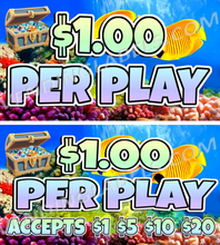 Load image into Gallery viewer, Ocean Treasure Theme Free Play Bonus Sticker Decal Crane Claw Machine 
